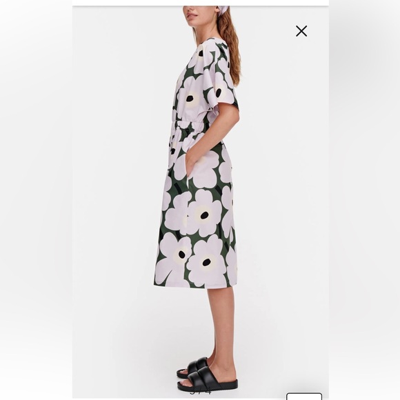Marimekko Siloinen Pieni Unikko 2 Midi Dress Large NWOT Poppy - Picture 4 of 15